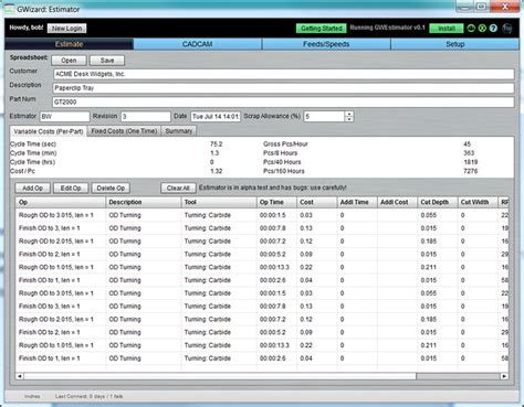 cnc machining quote software|micro estimating.